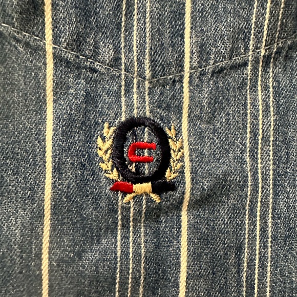 VINTAGE Coliseum Jeans Denim pinstripe short sleeve button down - Picture 3 of 5